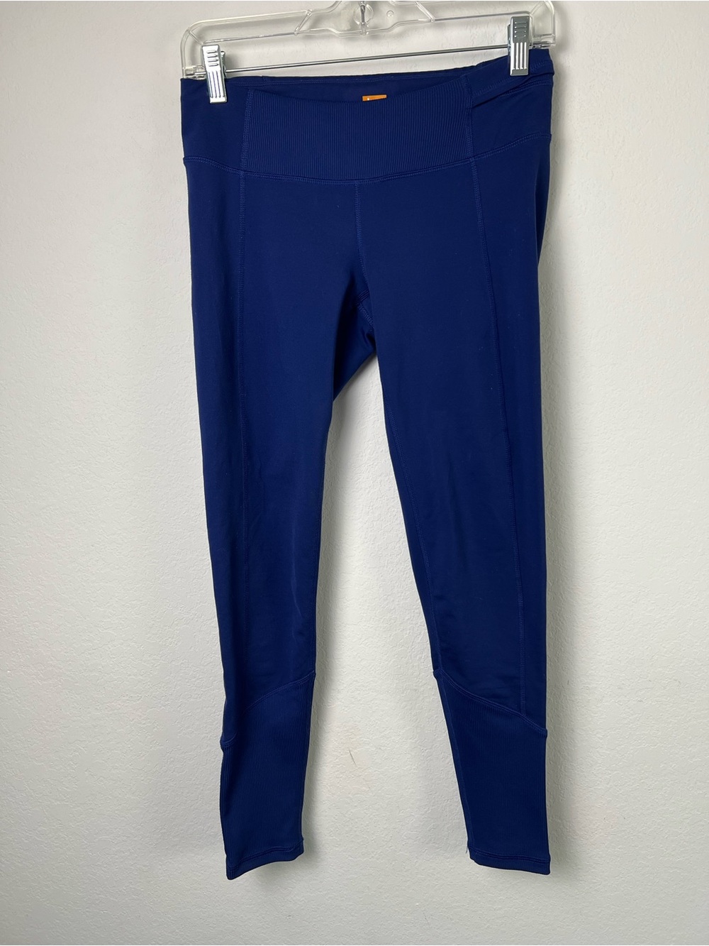 Lucy Blue Capri Tights Ribbed Waist & Legs Yoga Pilates Hiking Leggings